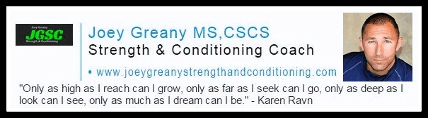 Joey Greany, NASE-CSS, Strength & Conditioning Coach Customized Training